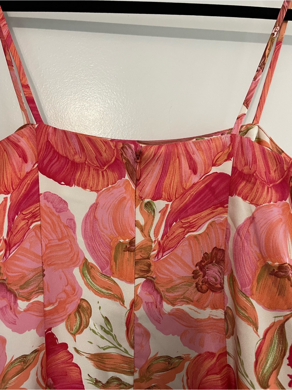 Vintage Pink and Orange Floral Slip Midi Dress - Picture 8 of 10